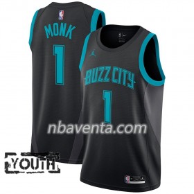 Camiseta Niños Charlotte Hornets Malik Monk 1 2018-19 Jordan Brand City Edition Negro Swingman